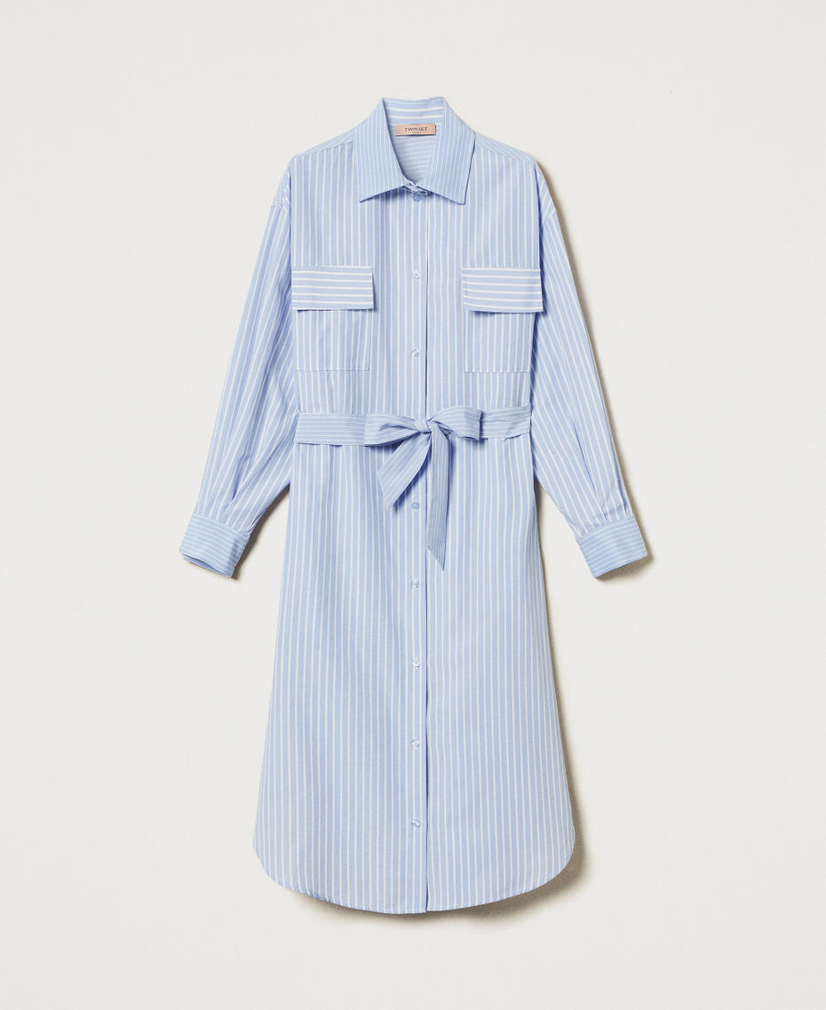 Striped midi dress with belt Mixed Stripes Woman 251TF2041_12505_S0