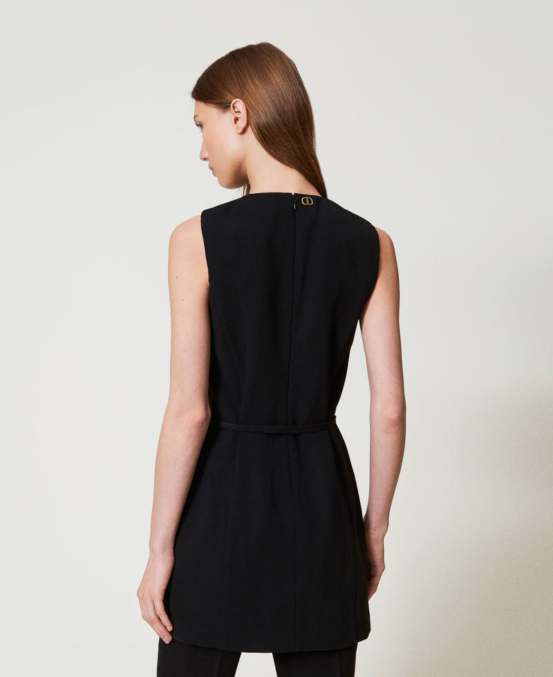 Fluid crêpe tunic with belt Black Woman 251TP2101_00006_03
