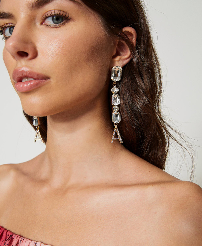 Pendant earrings with logo Matte Gold Woman 231AA4020-0S