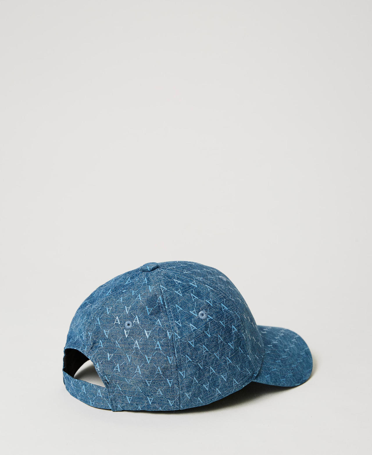 Denim cap with all over logo