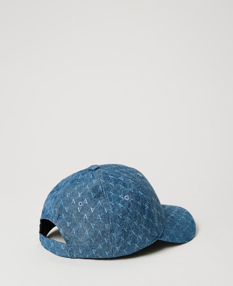 Denim cap with all over logo