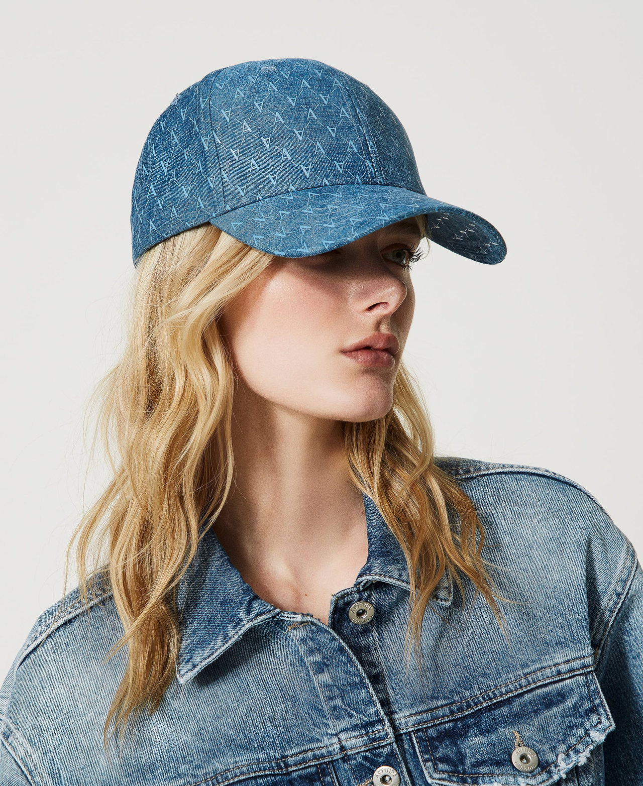 Denim cap with all over logo Denim Woman 231AA4063-0S