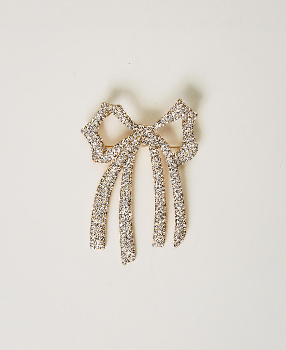 Spilla a fiocco con strass