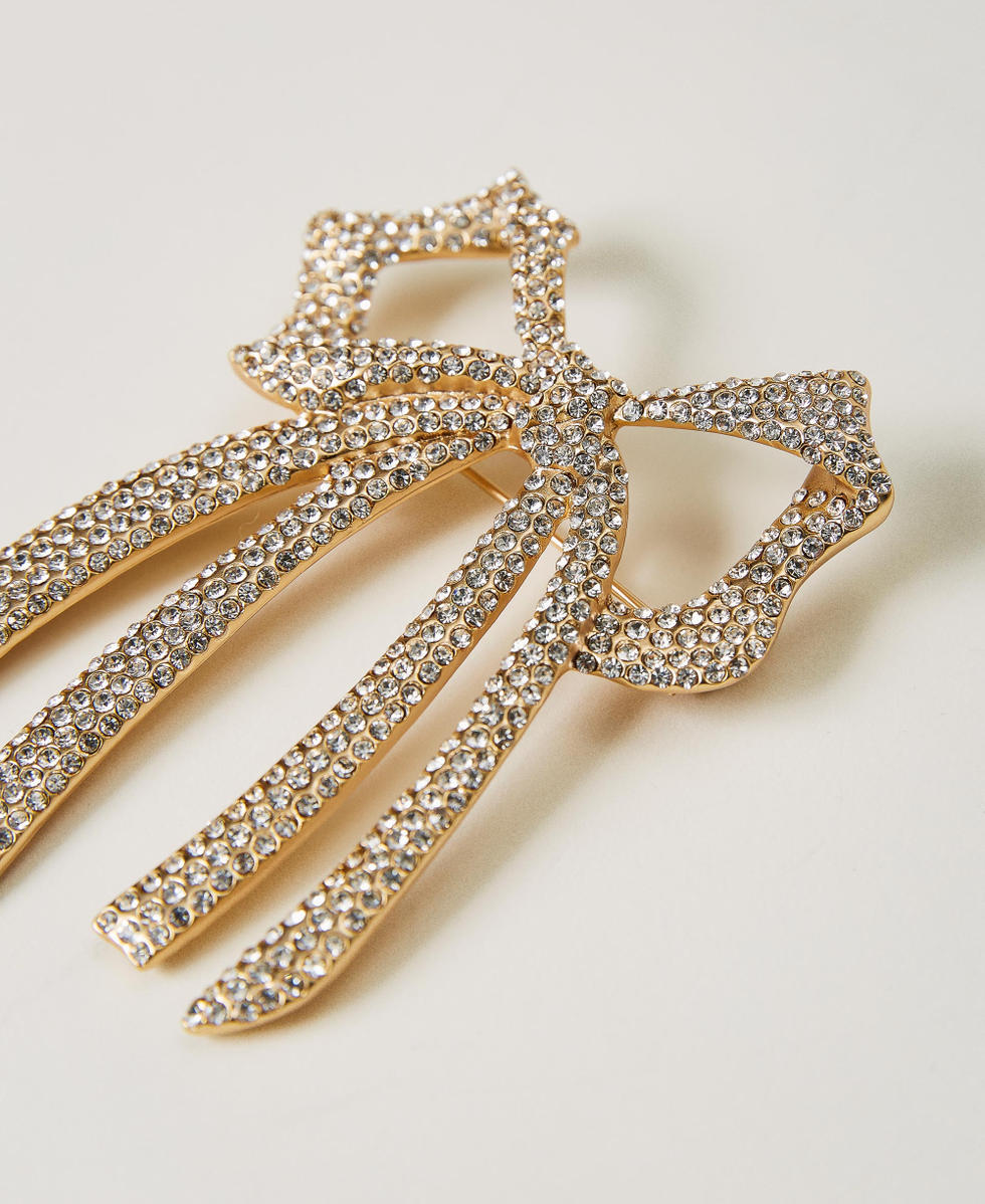Spilla a fiocco con strass