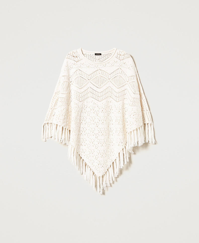 Poncho in maglia con frange