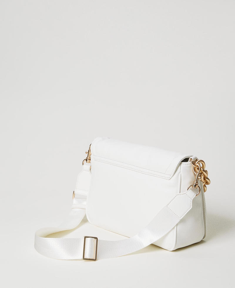 Shoulder bag with flap and embroidered logo