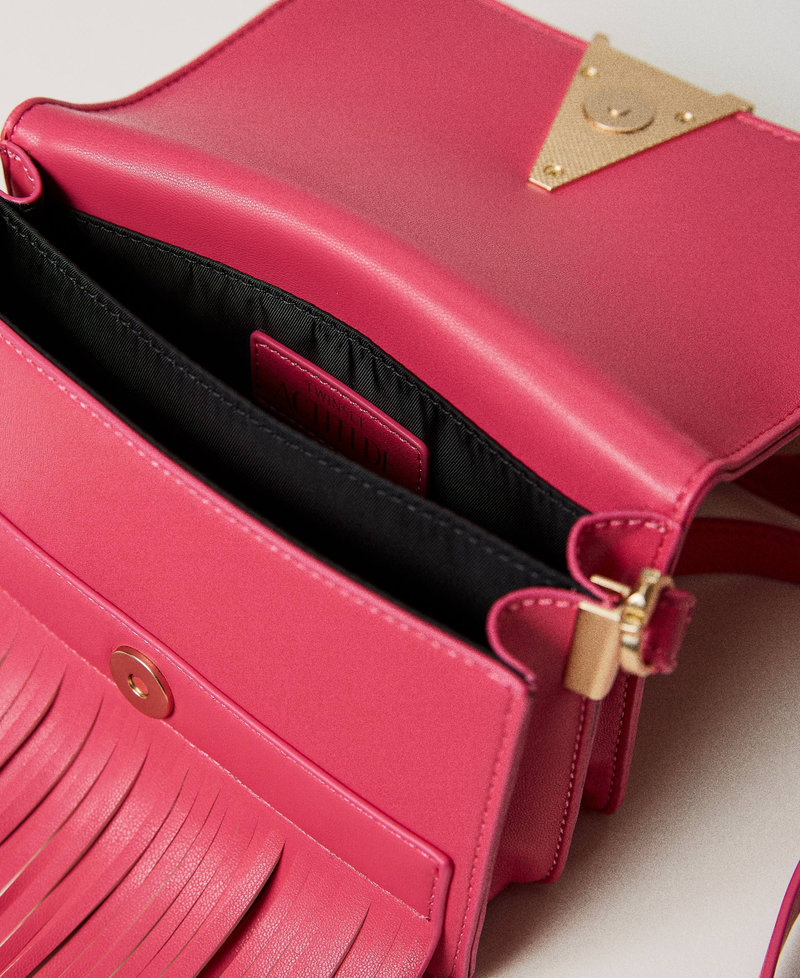 Shoulder bag with flap and fringes "Cerise" Fuchsia Woman 231AA7220-04