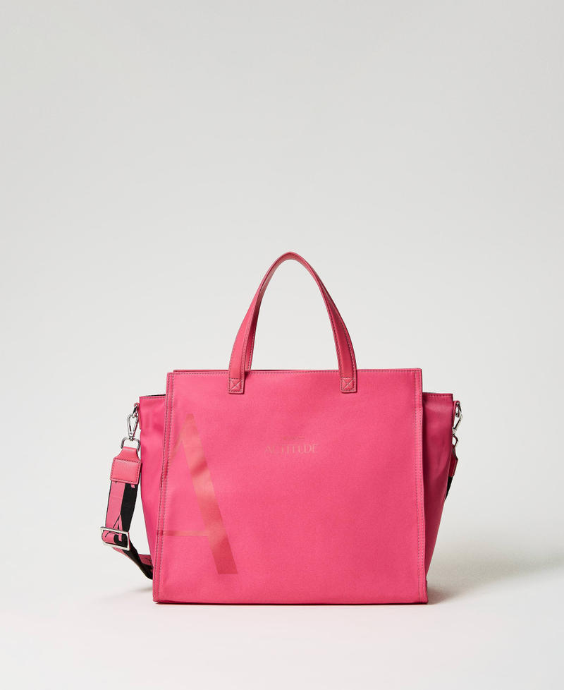 Large shopper with logo shoulder strap Lime Green Woman 231AA7250-01