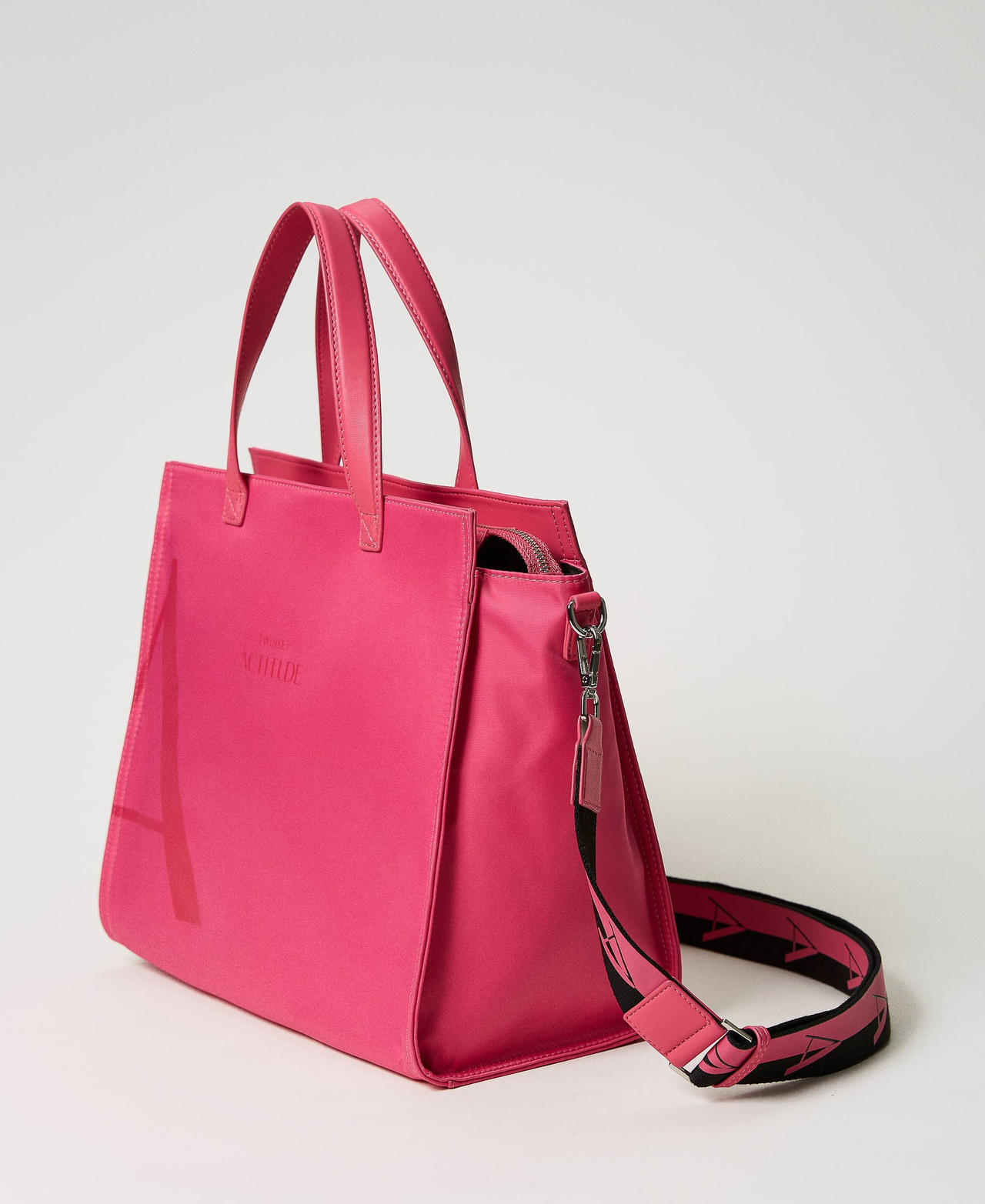 Large shopper with logo shoulder strap Lime Green Woman 231AA7250-02