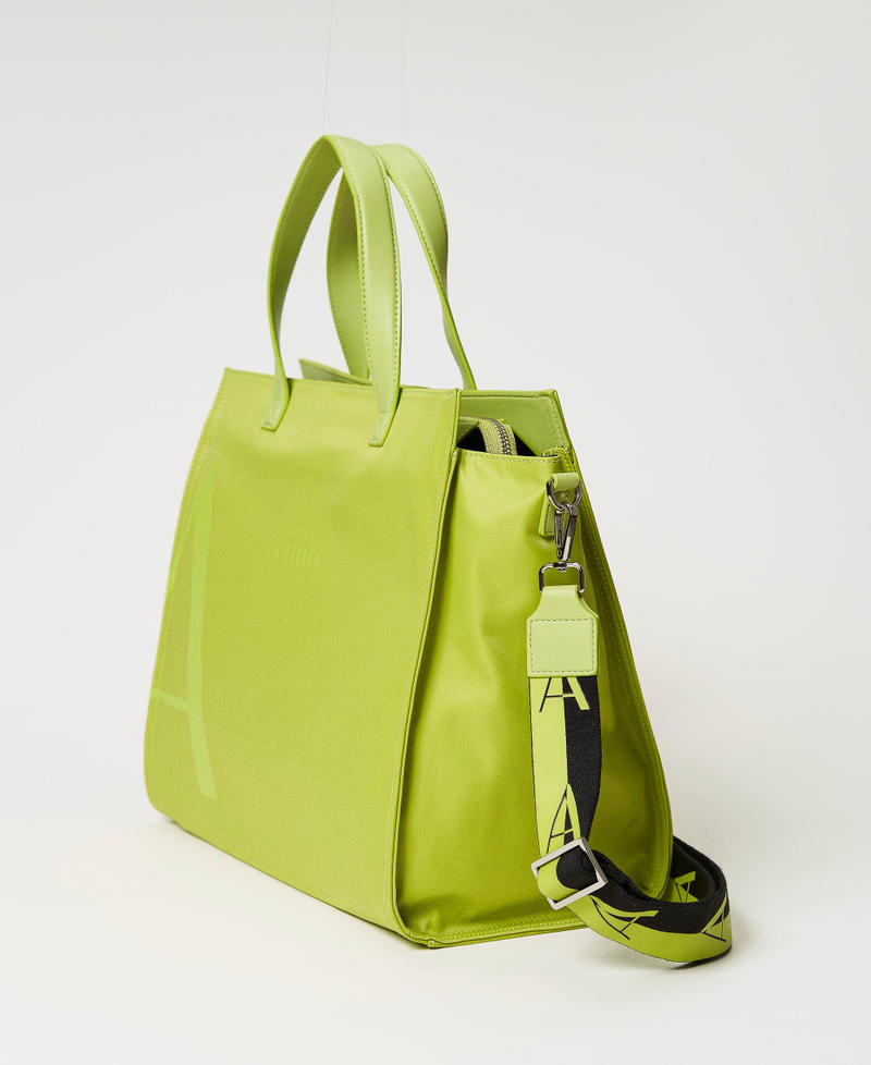 Borsa shopper grande con tracolla logata Lime Green Donna 231AA7250_10328_02