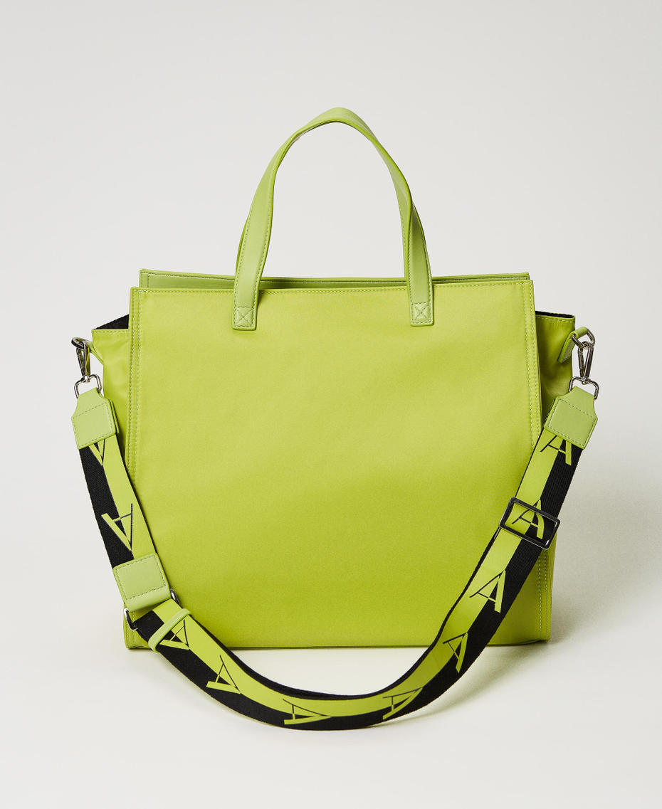 Large shopper with logo shoulder strap Lime Green Woman 231AA7250-03