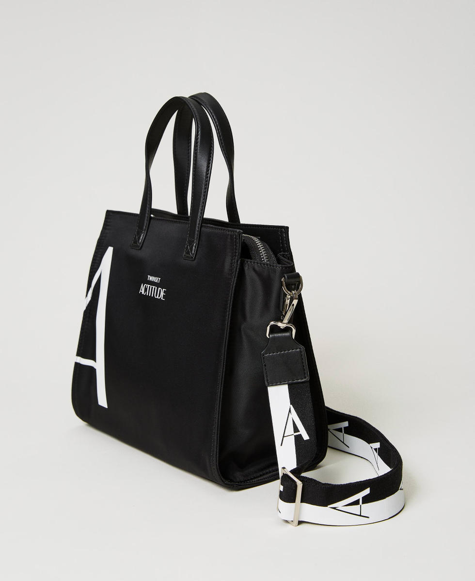 Borsa shopper media con tracolla logata Donna Nero TWINSET Milano