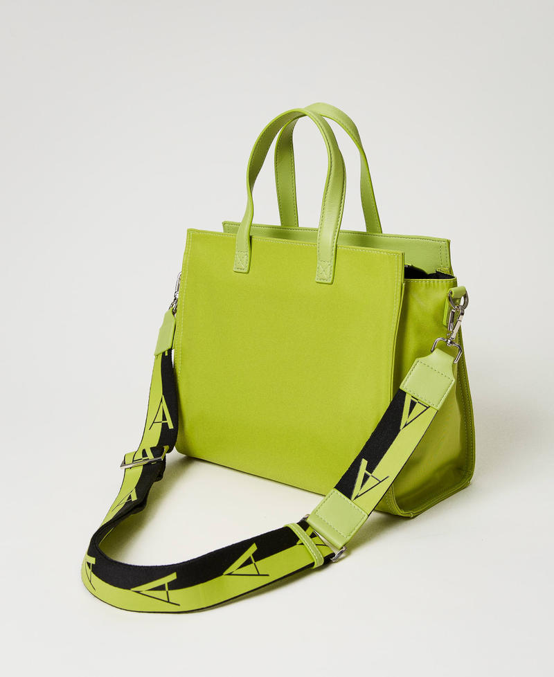 Borsa shopper media con tracolla logata Lime Green Donna 231AA7251_10328_03