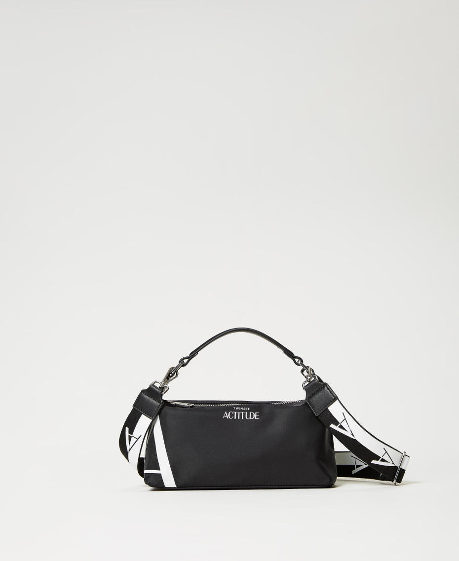 Borsa hobo con tracolla logata Nero Donna 231AA7253_00006_01