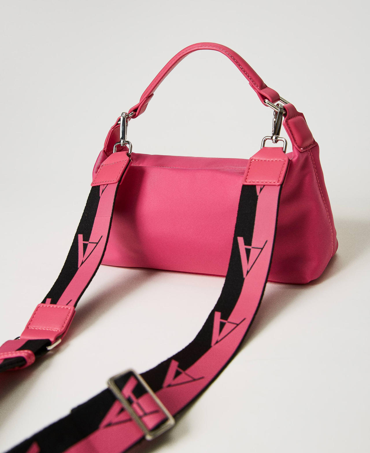 Hobo bag with logo shoulder strap