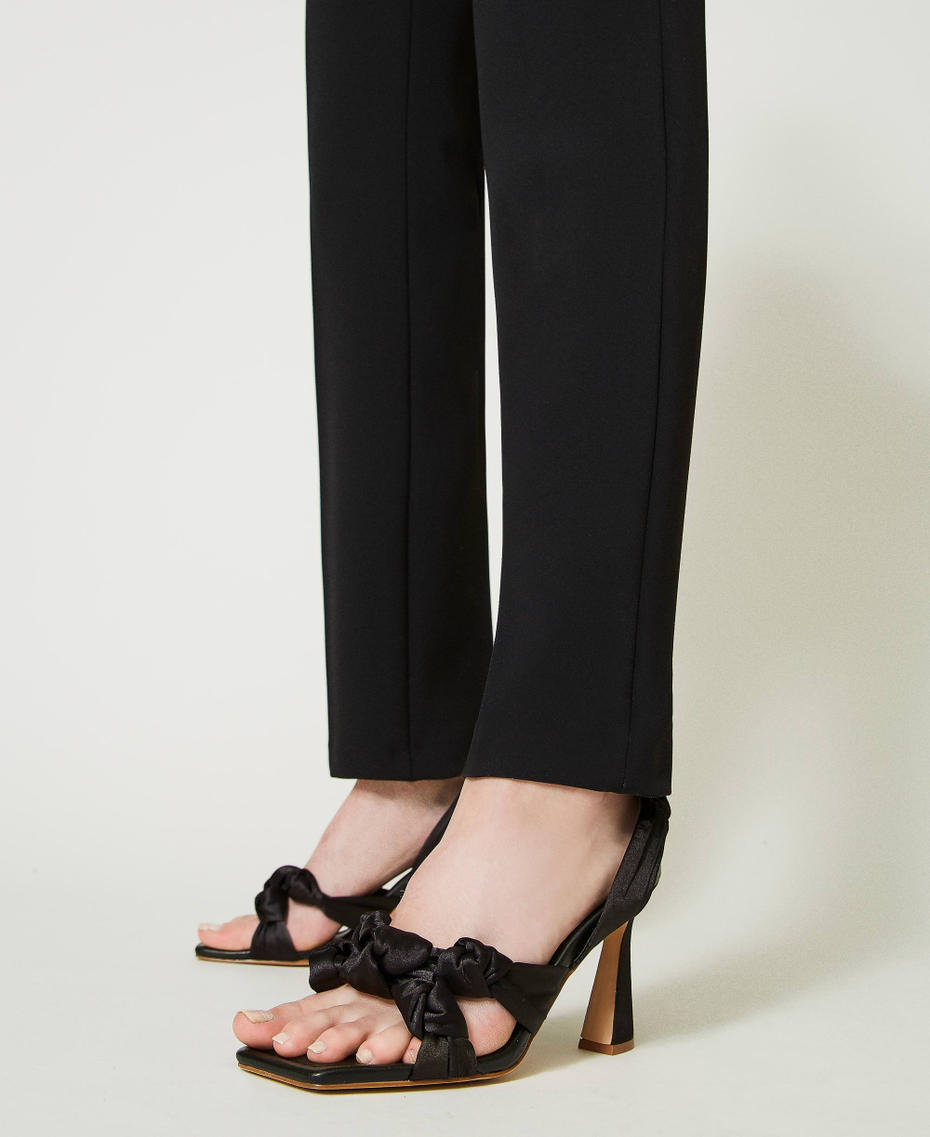 Sandals with weave and knots Black Woman 231ACP024-0S