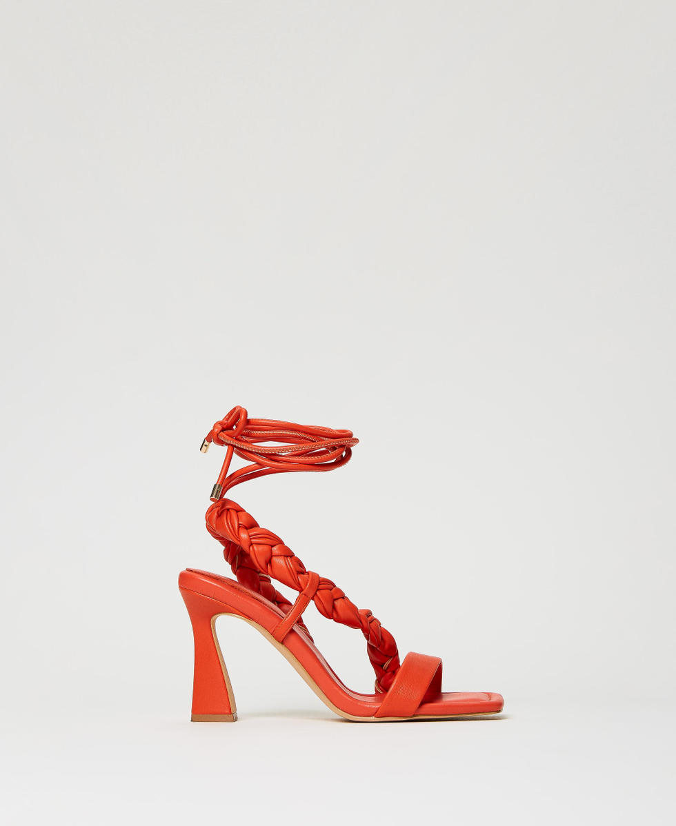 Sandals with plaited band Woman Orange TWINSET Milano