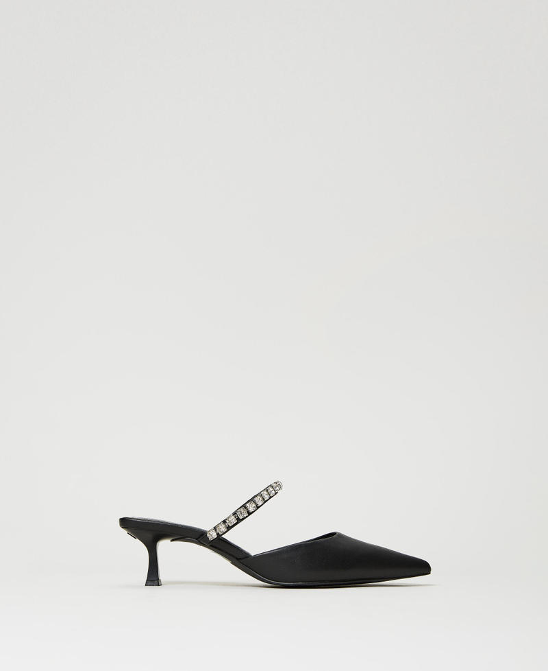 Mules with full rhinestone strap Woman, Black | TWINSET Milano