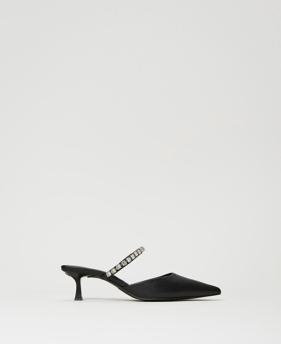 Mules with full rhinestone strap Black Woman 231ACP032_00006_01