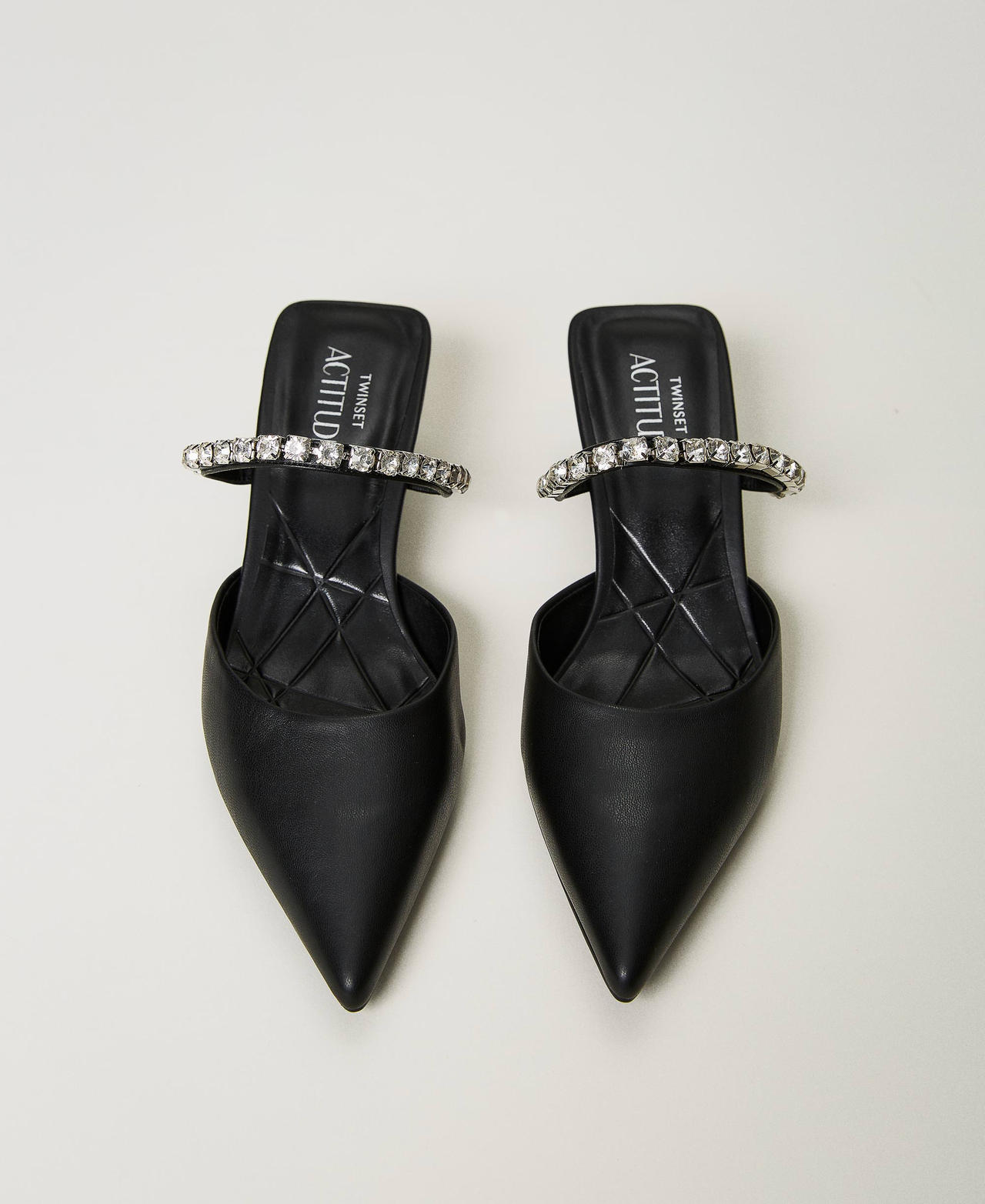 Mules with full rhinestone strap Woman Black TWINSET Milano