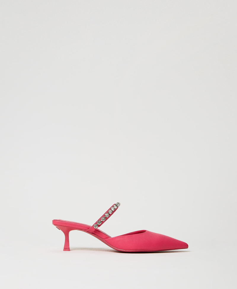 Mules with full rhinestone strap