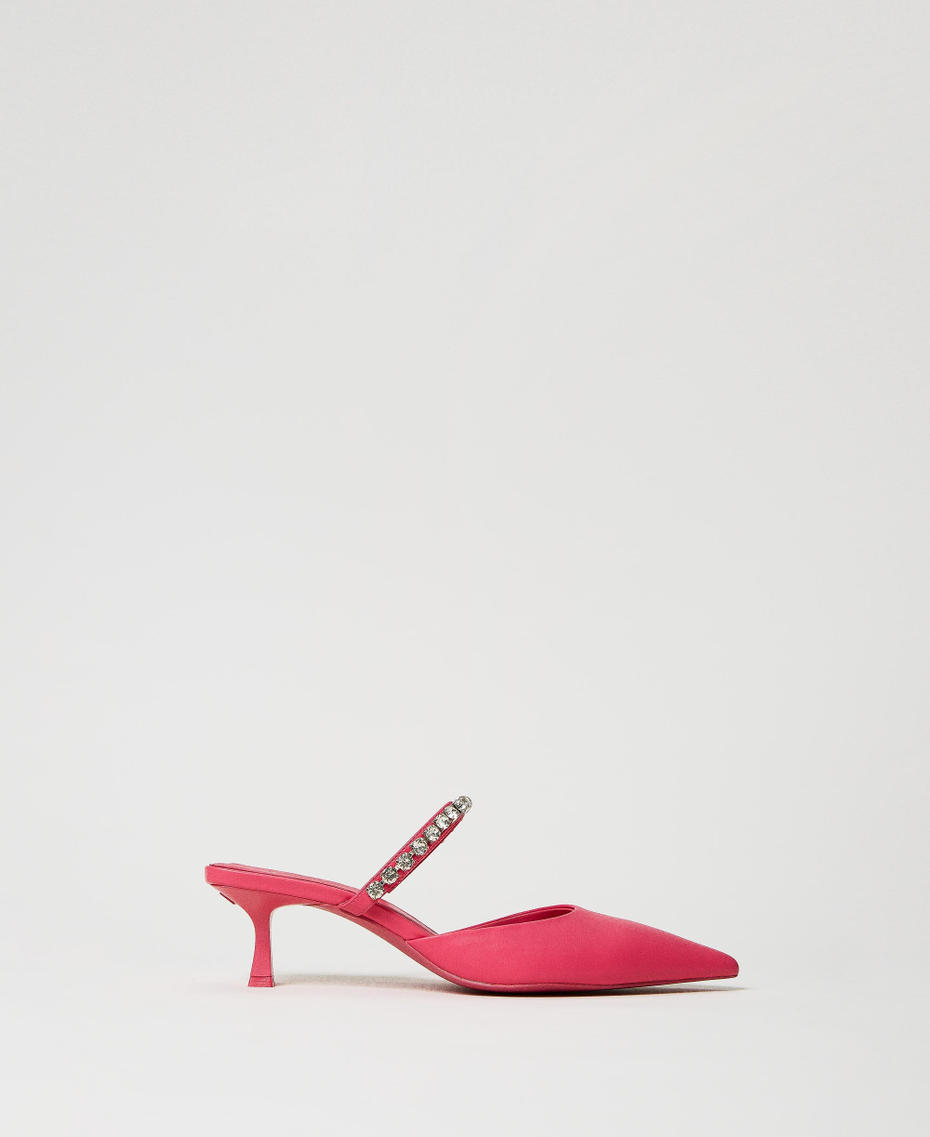 Mules with full rhinestone strap