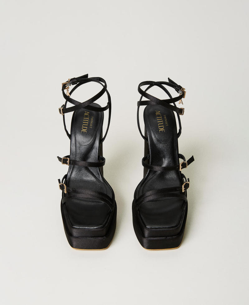 Satin sandals with platform Black Woman 231ACP042_00006_04