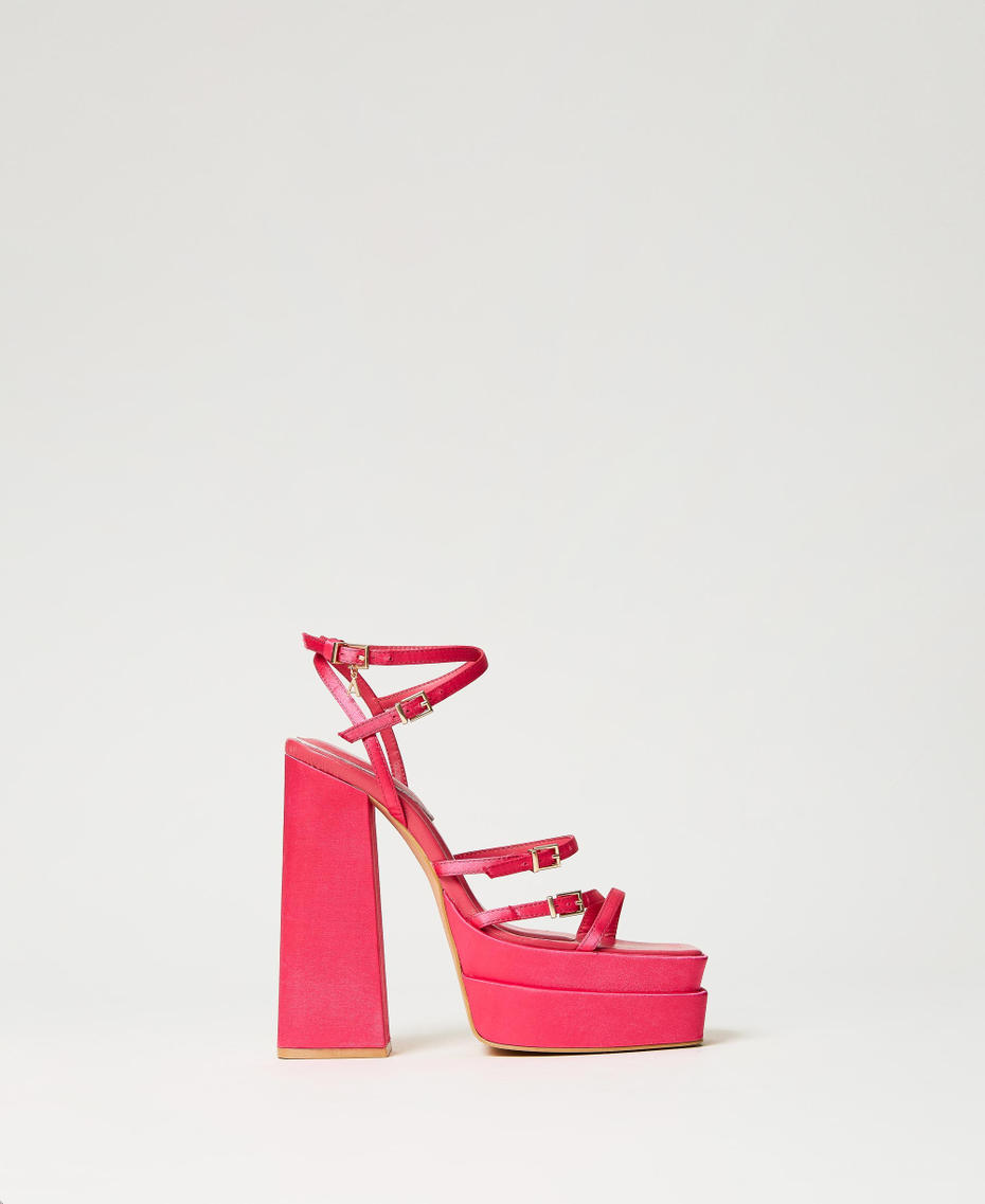 Satin sandals with platform