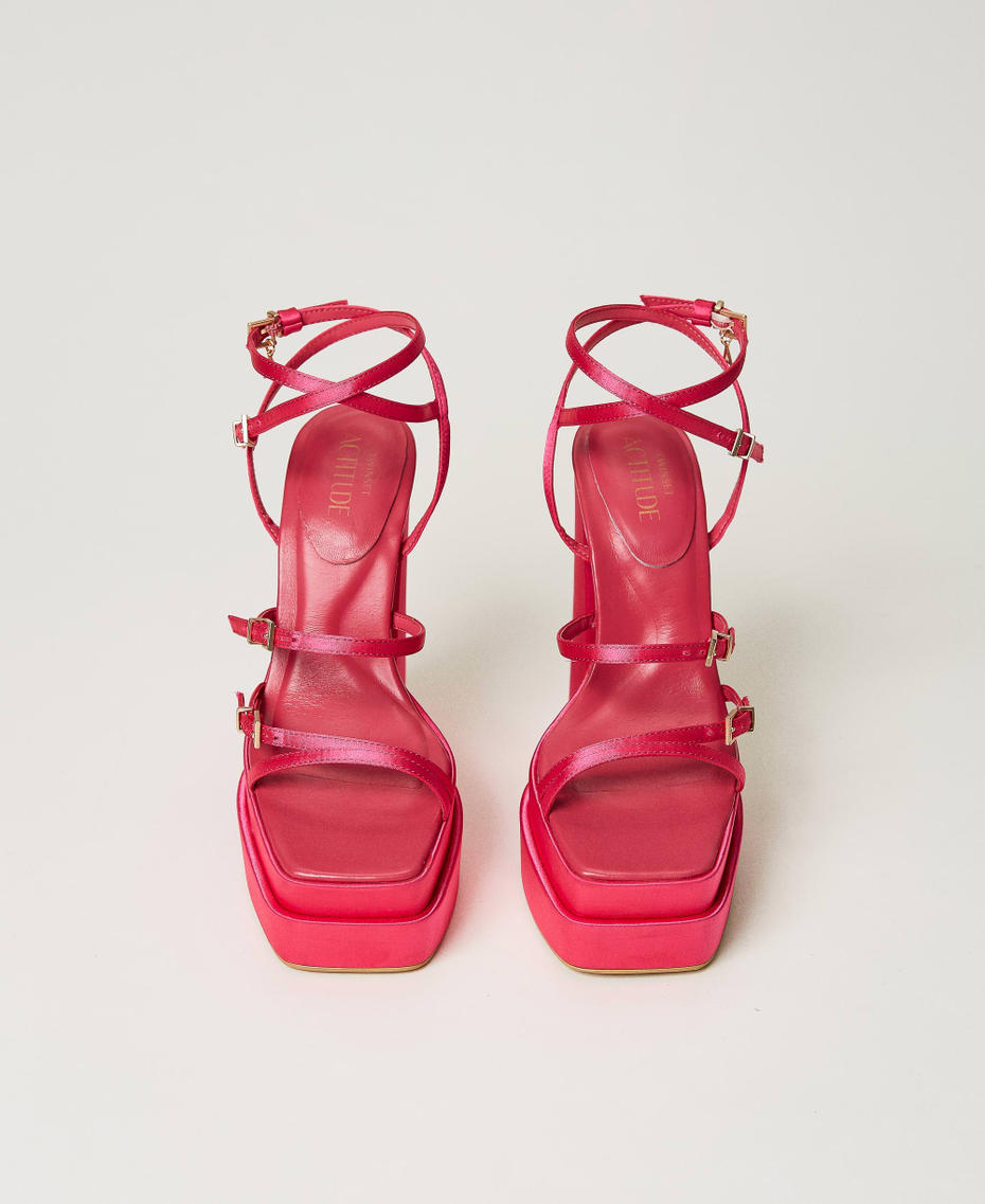 Satin sandals with platform