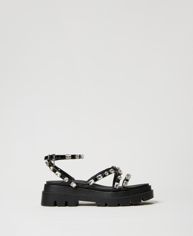 Sandals with cabochon bezels Black Woman 231ACP050-01