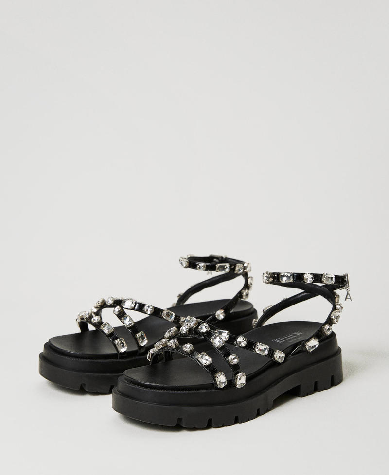 Sandalette mit Cabochon-Chatons