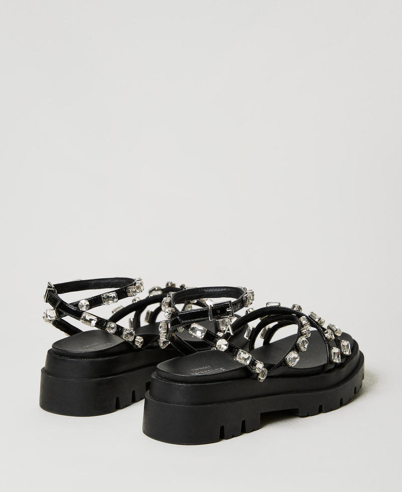 Sandals with cabochon bezels Black Woman 231ACP050-03