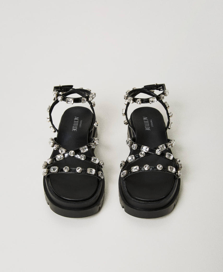 Sandals with cabochon bezels Black Woman 231ACP050-04