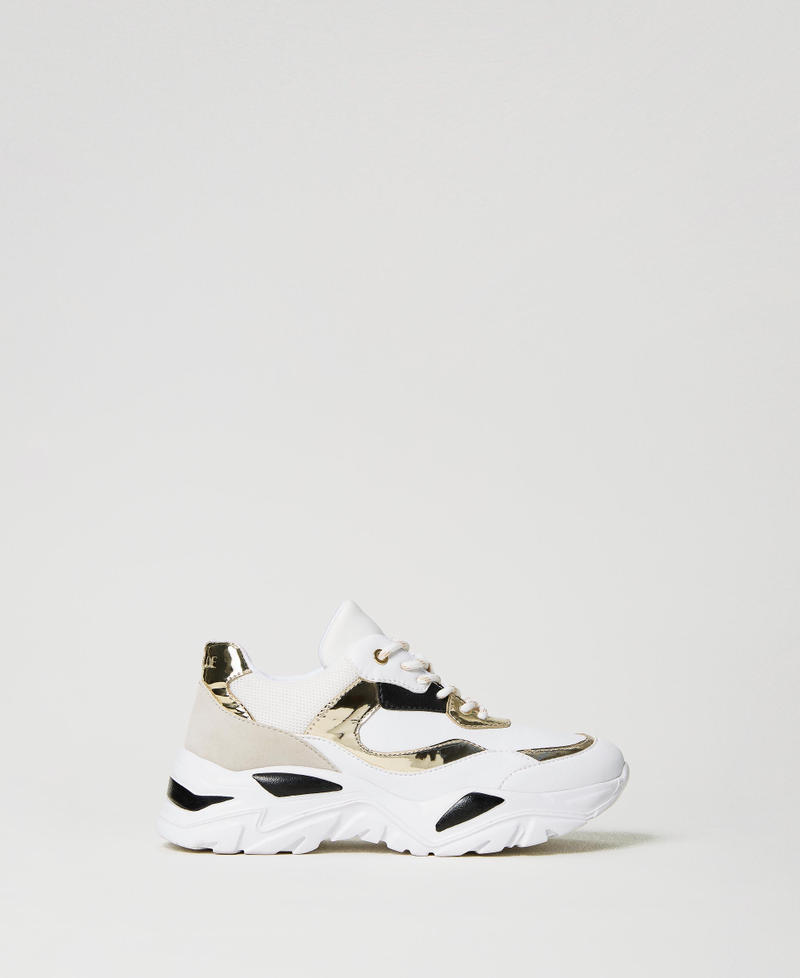 Sneakers color block Bicolor Bianco Ottico / Oro Donna 231ACP104_07049_01