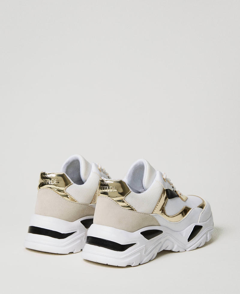 Color-Block-Sneakers Zweifarbig Optisches Weiß / Gold Frau 231ACP104-03