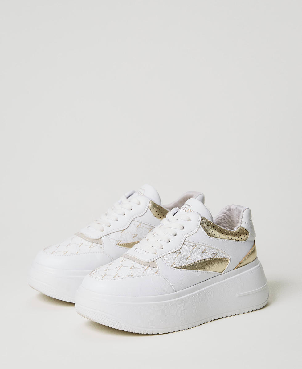Platform trainers with logo and laminated details Woman Yellow