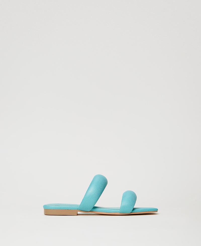 Sandales slides avec bandes matelassées Bleu « Pacific Opal » Femme 231ACT012-01