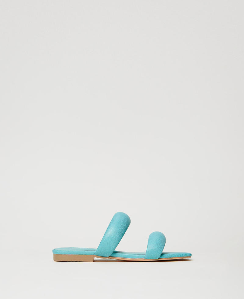 Slides with puffy bands "Pacific Opal” Light Blue Woman 231ACT012_05233_01