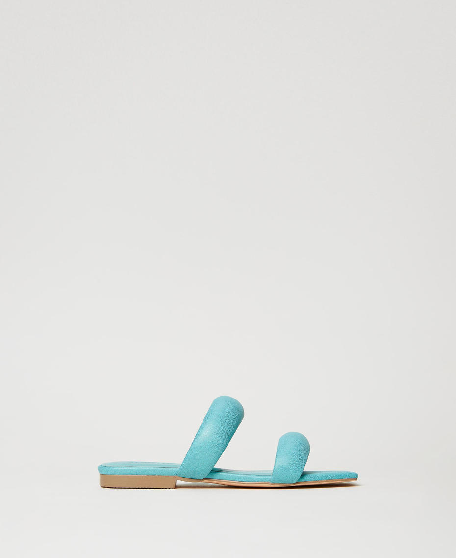 Slides with puffy bands "Pacific Opal” Light Blue Woman 231ACT012_05233_01