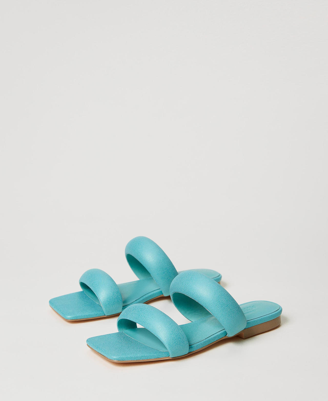 Slides with puffy bands "Pacific Opal” Light Blue Woman 231ACT012_05233_02