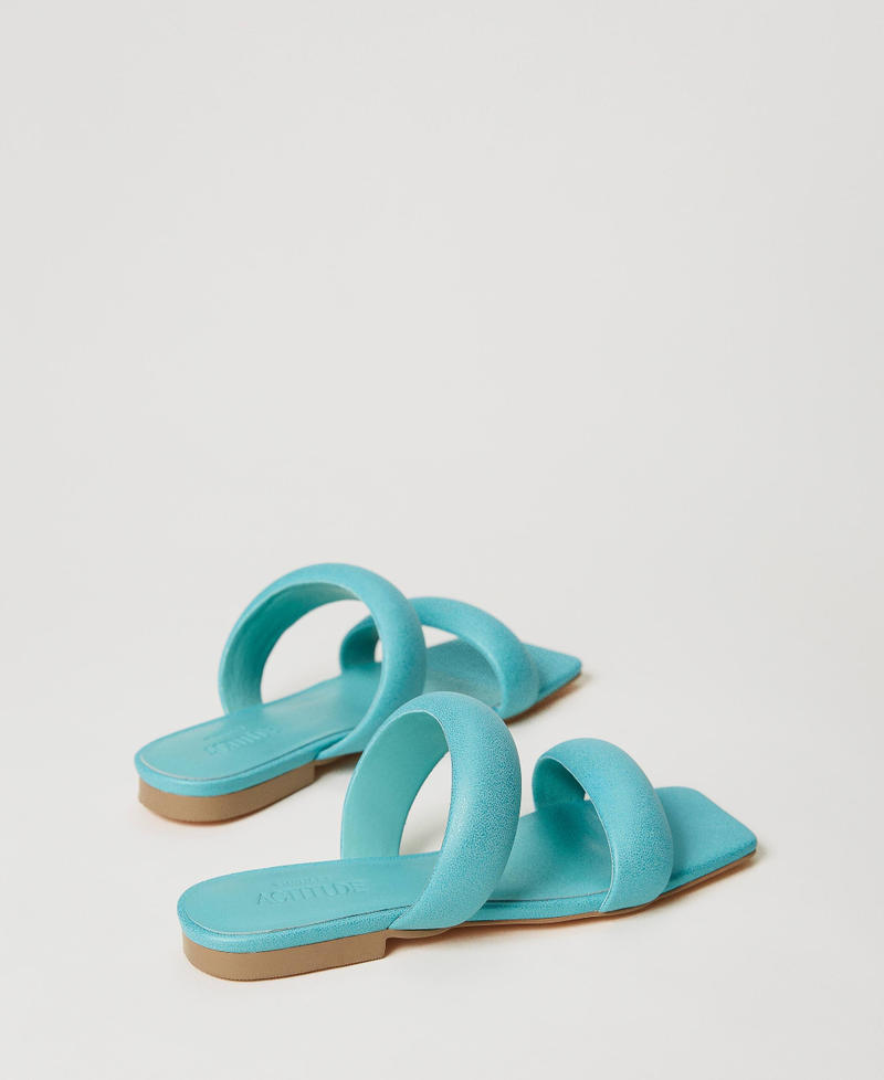 Slides with puffy bands "Pacific Opal” Light Blue Woman 231ACT012_05233_03