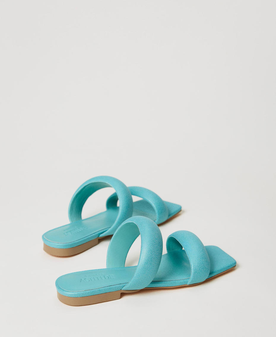 Slides with puffy bands "Pacific Opal” Light Blue Woman 231ACT012_05233_03