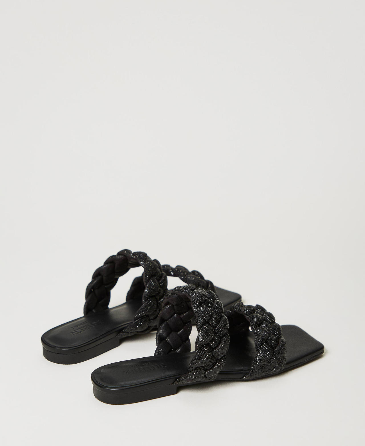 Flat sandals with full rhinestone bands