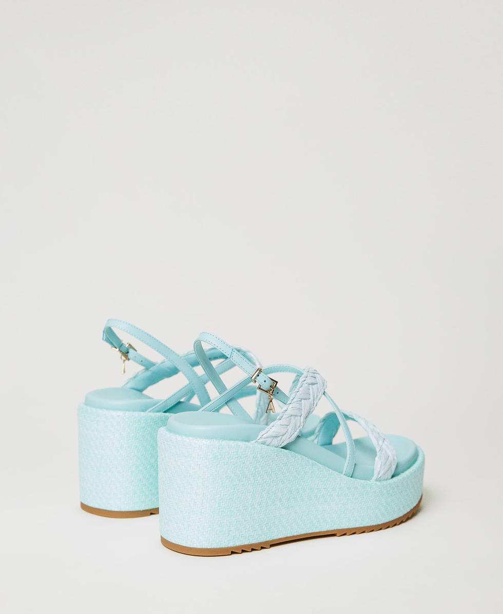 Powder blue wedge top sandals