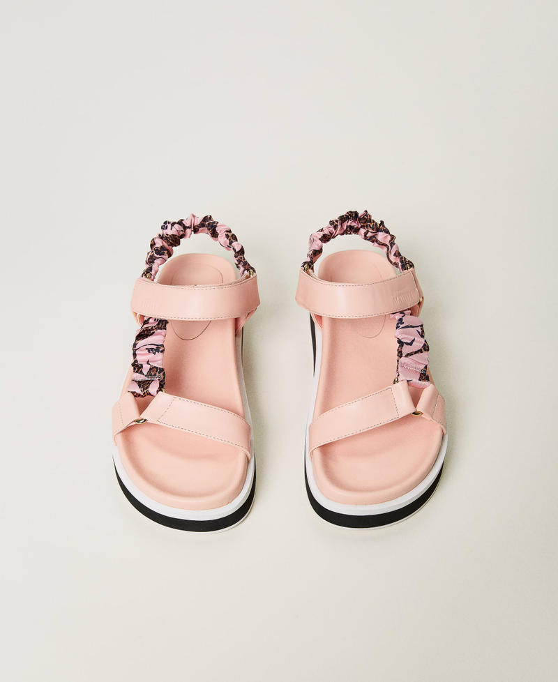 Technical sandals with printed fabric inserts