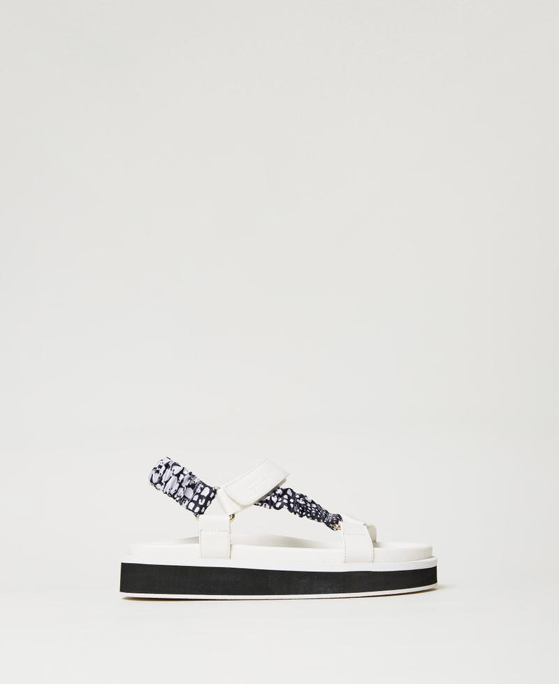 Technical sandals with printed fabric inserts Two-tone Chantilly / Croc Print Woman 231ACT080_10702_01