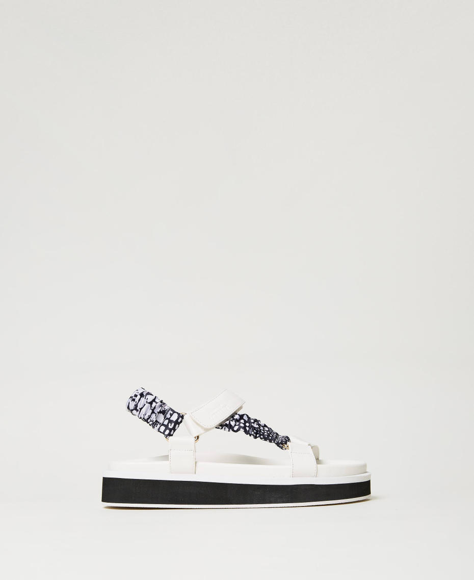 Technical sandals with printed fabric inserts Two-tone Chantilly / Croc Print Woman 231ACT080_10702_01