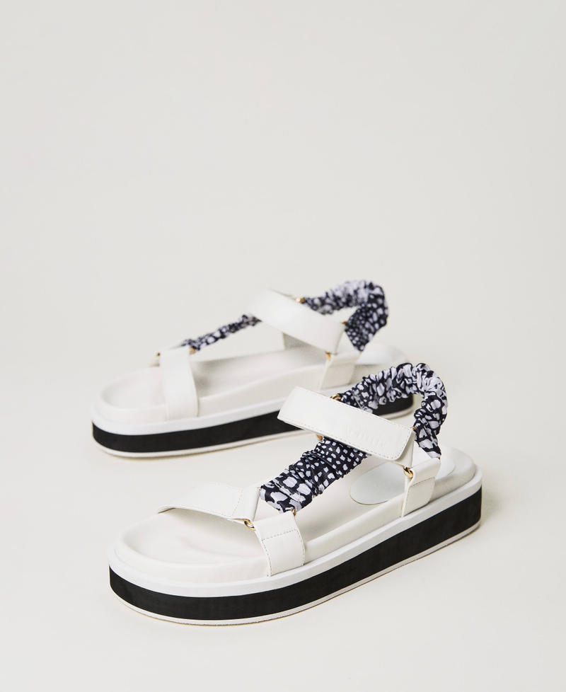 Technical sandals with printed fabric inserts Two-tone Chantilly / Croc Print Woman 231ACT080_10702_02