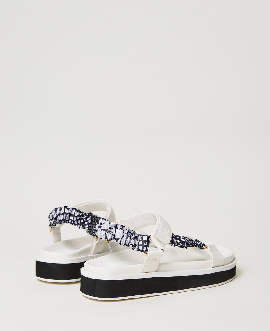 Technical sandals with printed fabric inserts Two-tone Chantilly / Croc Print Woman 231ACT080_10702_03