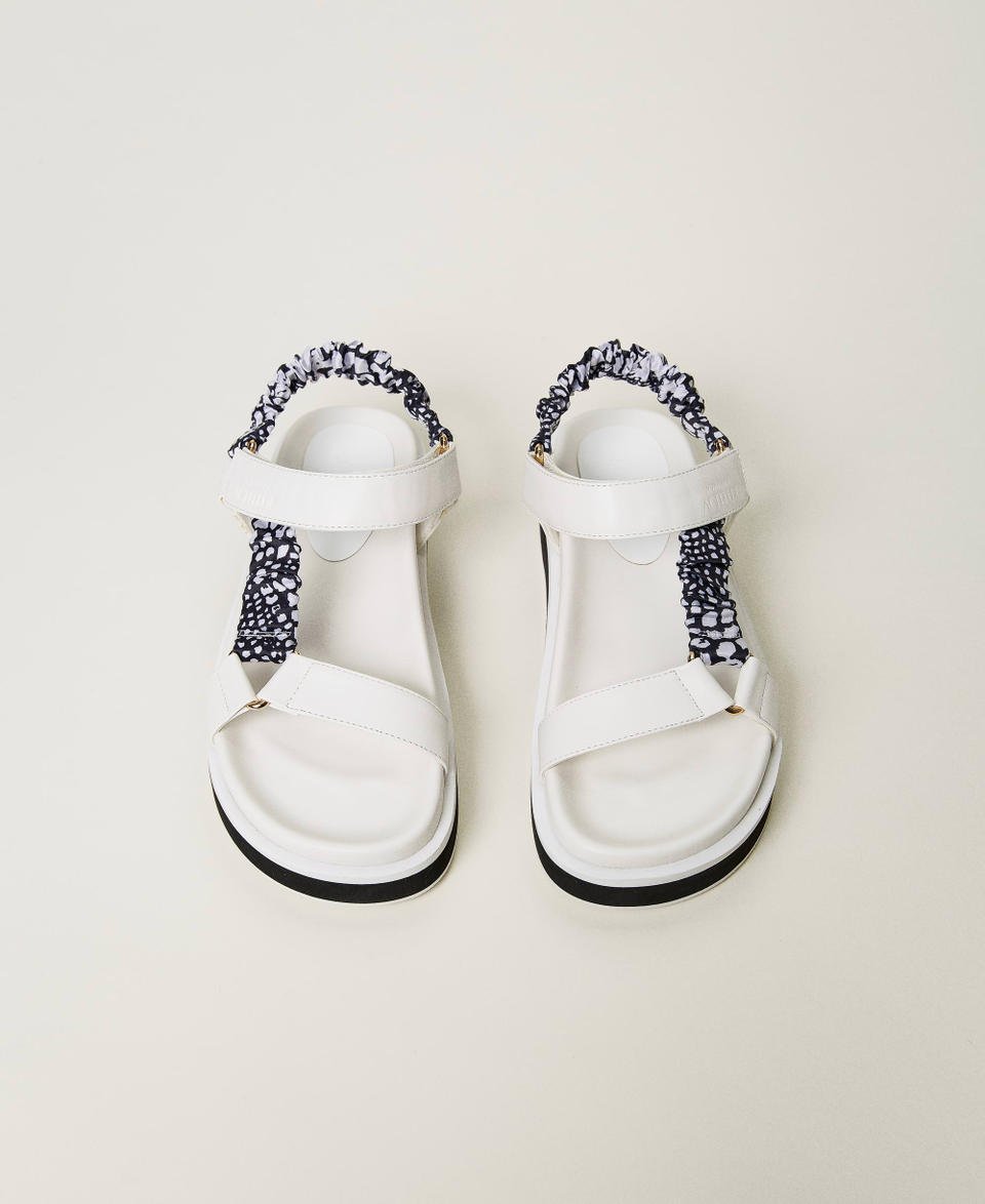 Technical sandals with printed fabric inserts Two-tone Chantilly / Croc Print Woman 231ACT080_10702_04